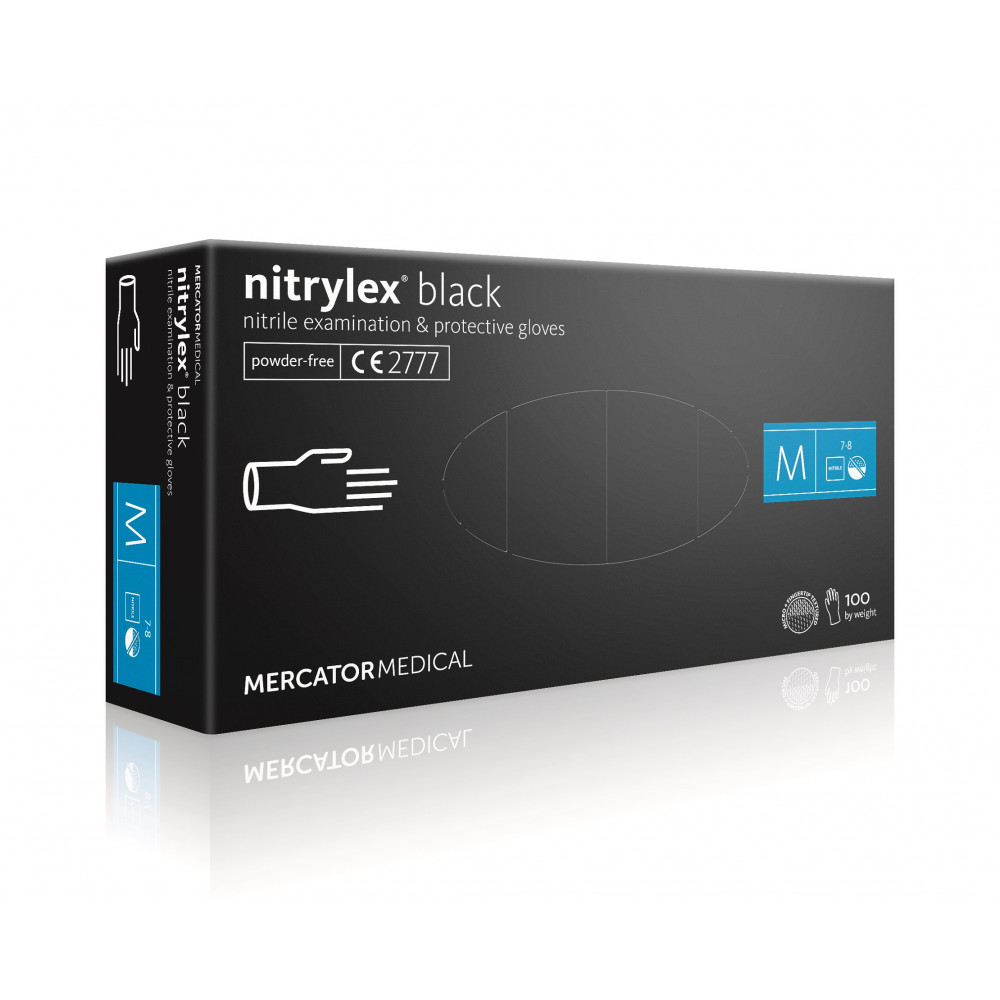 Nitrylex Black rękawice nitrylowe bezpudrowe, czarne XS/S/M/L/XL /100szt.BRAK