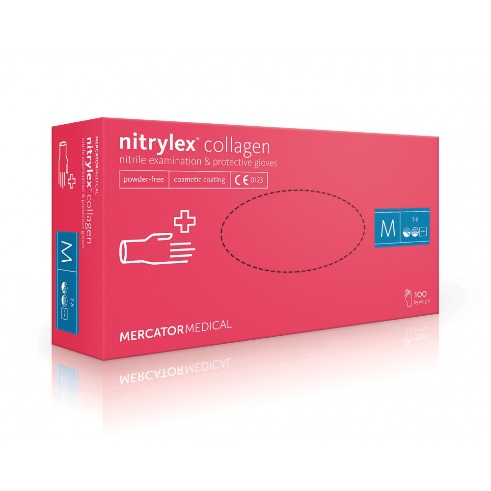 Nitrylex Collagen rękawice nitrylowe bezpudrowe, różowe XS/S/M/L/XL /100szt. BRAK
