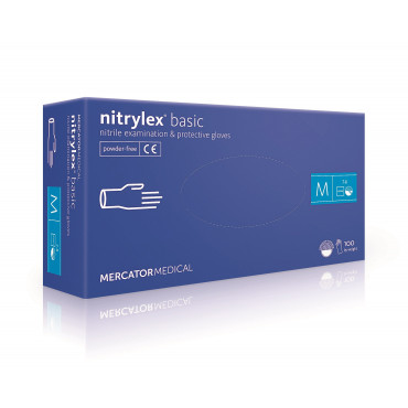 Nitrylex Basic rękawice nitrylowe bezpudrowe, niebieskie XS/S/M/L/XL /100szt. BRAK